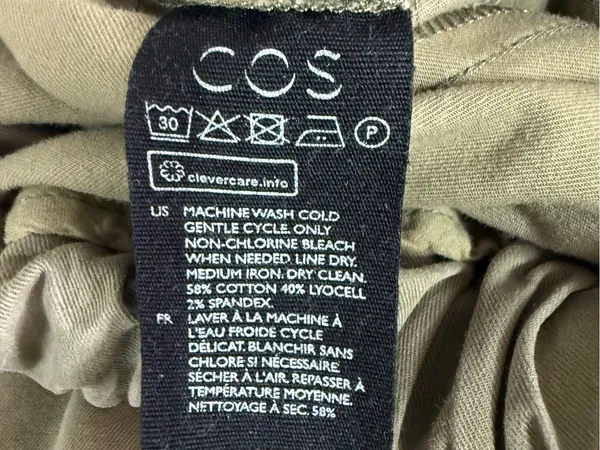 COS Pull On Wide Leg Pants Size 4 Olive Green Cotton Lyocell - Image 5
