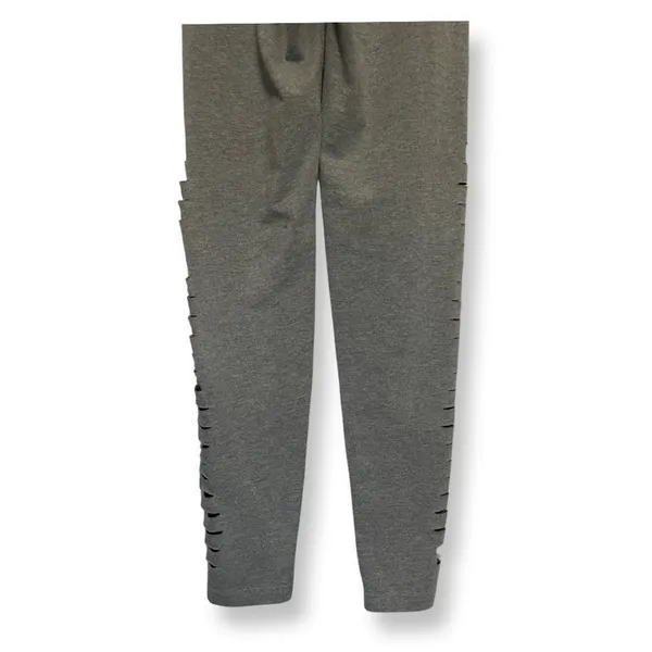 Aerie Leggings Full Length Leg Slit Slashed Distressed Detail Sleek Gray W XXS - Image 7