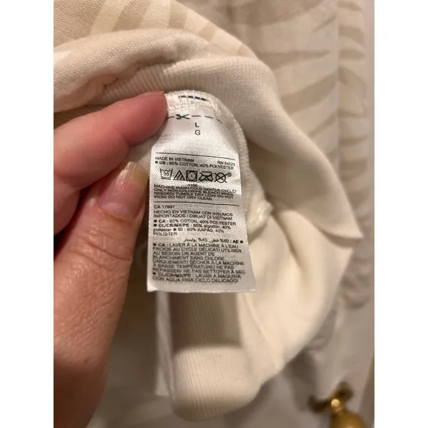 Old Navy Womens Cream Zebra Print Drop Shoulder Fleece Sweatshirt L‎ Athleisure - Image 6