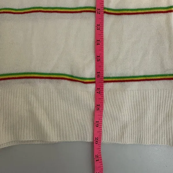 Madeleine Thompson NWT Striped Turtleneck Sweater White Red Yellow Green Small‎ - Image 5