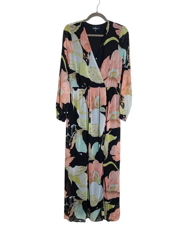 Lulus Long Sleeve Black Floral Formal Dress Size Medium NWT Wedding Guest Dress - Image 2