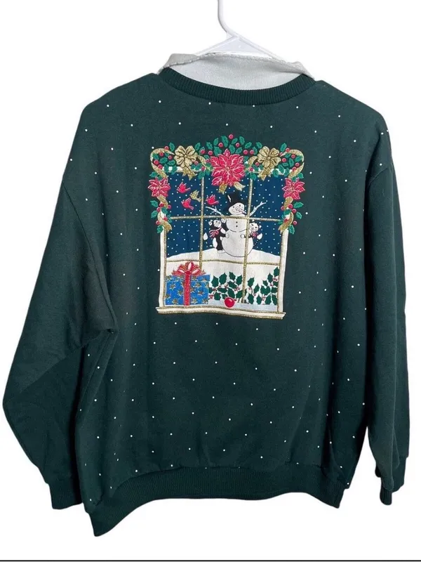 Cat Christmas sweatshirt Green Size M - Image 2