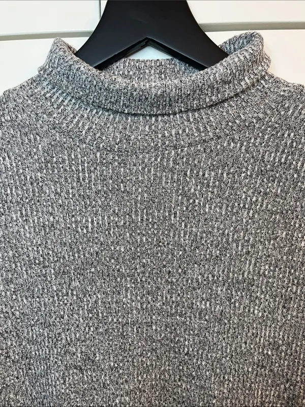 Lou & Gray Heathered Gray Ribbed Turtle Neck Long Sleeve Dress - Size Medium - Image 5