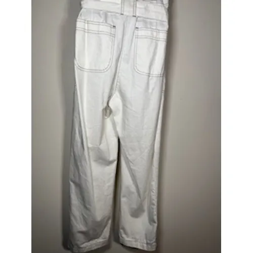MIOU MUSE Denim Jumpsuit Small White‎ Utility Boiler Suit Structured Boho City - Image 5