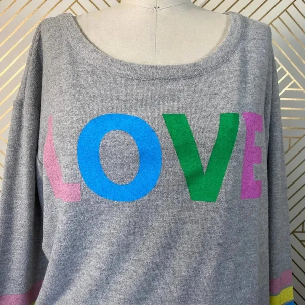 Chaser Love‎ Knit Sweatshirt in Heather Gray - Image 3