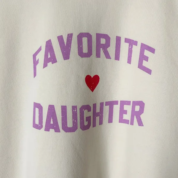 Favorite Daughter Heart Logo Collegiate Sweatshirt Cotton Blend Cream Size Small - Image 3