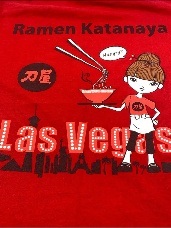 Gildan Ramen Katanaya T Shirt Las Vegas Japanese Snack Tee Womens Red Small Noodles - Image 2