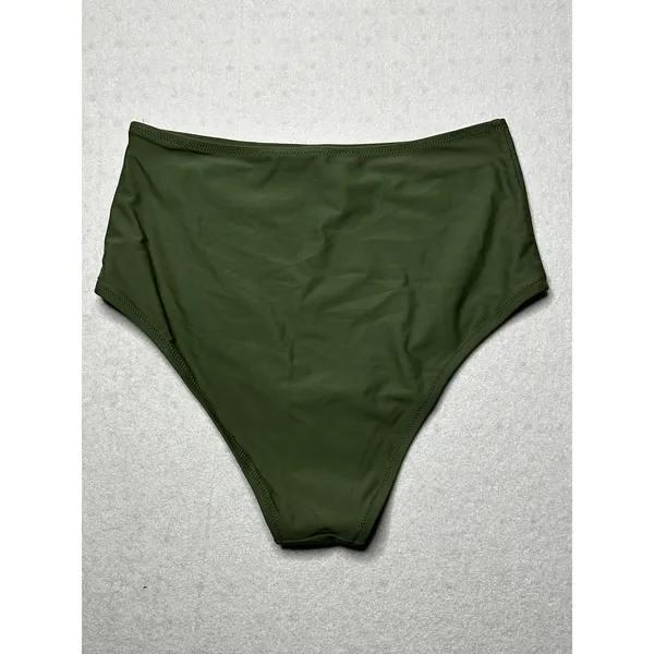 Aerie Women’s High Waisted Cheeky Bikini Bottom Olive Green Size L NWT - Image 2