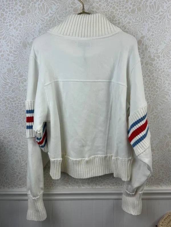 Daily Practice White Stripe Indy Half-Zip Crop Hooded Sweatshirt - Size - Medium - Image 9
