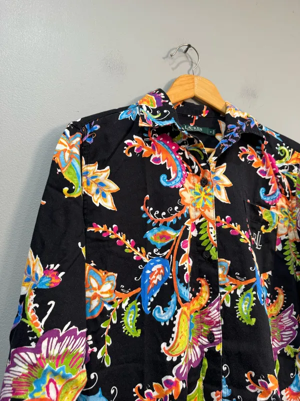 Black Multicolor Ralph Lauren Floral Nightshirt Size S EUC - Image 6