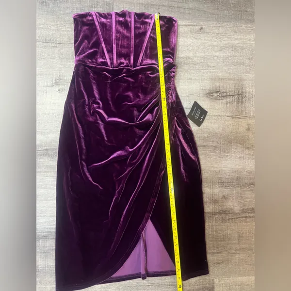 LULUS Glamorous Celebrations Dark Purple Velvet Strapless Tulip Dress - Image 9