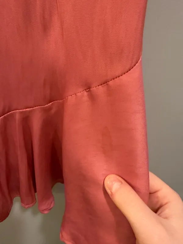 Hello Molly Satin Looking Cute Halter Neck Asymmetrical Skirt Mini Dress Rose - Image 12