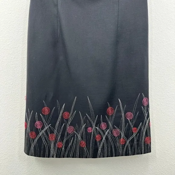 Black Sleeveless Boatneck 90s Y2K Floral Embroidered Mini Dress Clueless Noir - Image 5