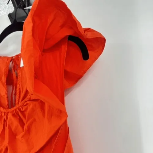 Anthropologie Whit Two Dress Womens Small Orange Ruffle Tiered Midi Boho - Image 11