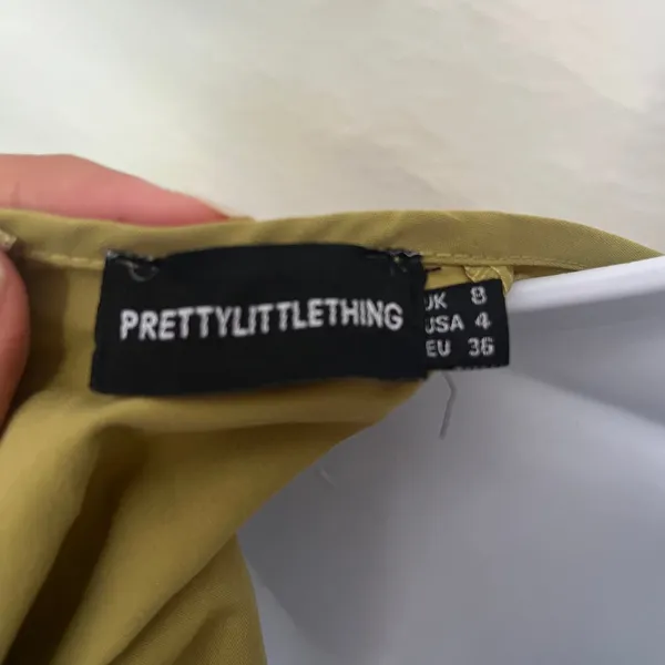 PrettyLittleThing Y2K CutOut Bodycon Dress Sz 4 Club Ruched Party Olive Indie - Image 11