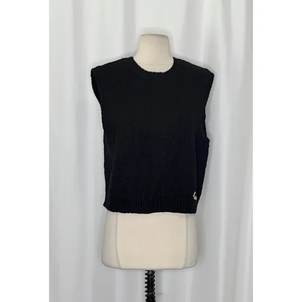 COACH Crewneck Sweater Vest Black Embroidered Organic Cotton Wool Cashmere Large - Image 2