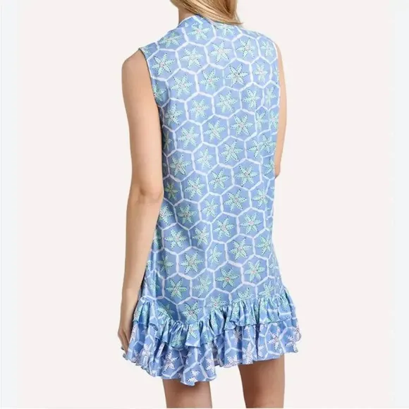 RO’S GARDEN Astrid Dress Printed Flounce‎ Tunic Geometric Floral Small - Image 3