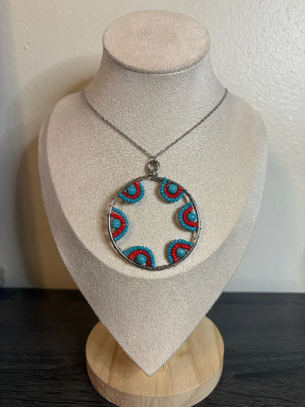 Handmade Silver Beaded Charm Necklace - Image 2
