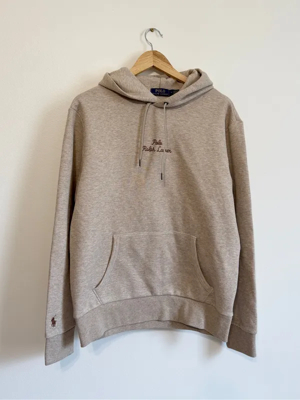 Polo Ralph Lauren Cream Oversized Hoodie Size Medium Embroidered - Image 2