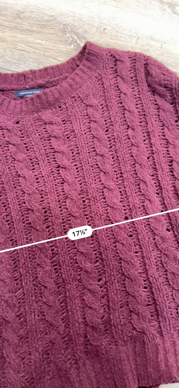 Chenille Maroon Red Cable Knit Sweater - Image 3