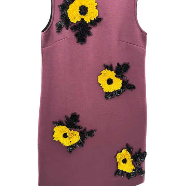 Dhruv Kapoor 3D Floral Applique‎ Mini Dress XS Burgundy Sleeveless Embellished - Image 2