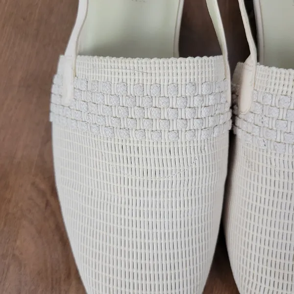 Corsina Louise Women Sandals Size 10 Cream Woven Closed Toe Slingback Mule Flats - Image 9