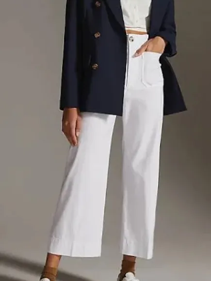 Anthropologie Maeve Colette Pants Womens 29 White Wide Leg Cropped - Image 9