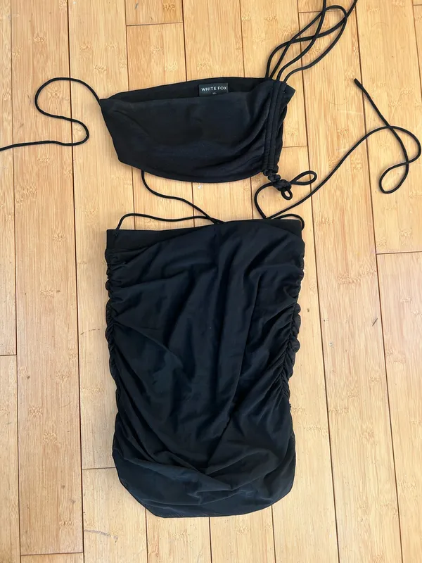 White Fox Boutique Black crop top and skirt set. I’m happy to send more pics! - Image 2