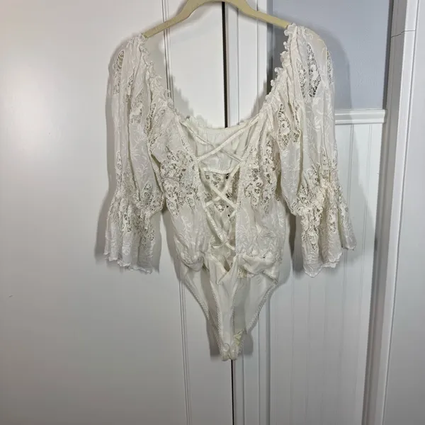 Free People Intimately Land of the‎ Free Bodysuit in cream white size xs dainty - Image 7