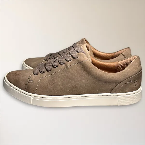 Frye Womens 9 Taupe Nubuck Leather‎ Sneakers Lace Up Casual Minimalist Street - Image 8
