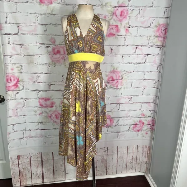 🔥5 for $25 sale🔥 Antonio Melani silk bohemian print asymmetric night out dress - Image 2
