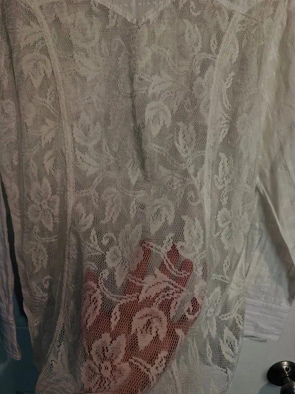 Women’s Ariat White Long-Sleeve Button-Up Shirt With Sheer Back. - Image 3