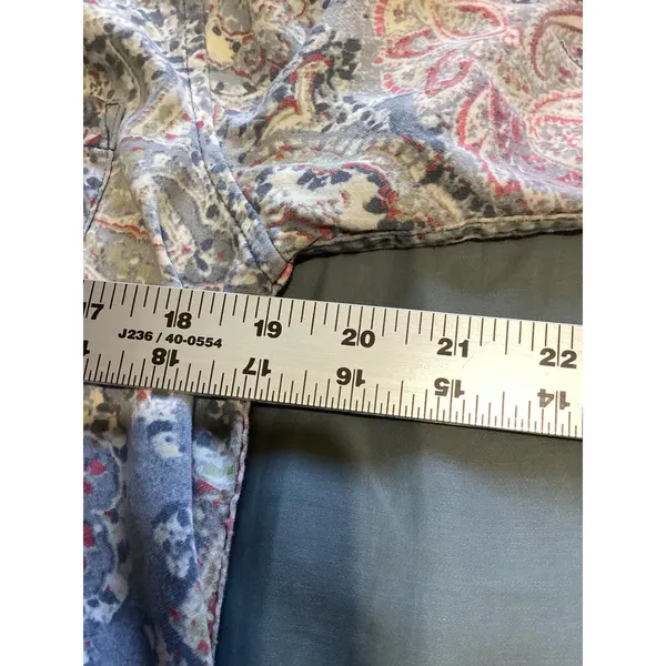 Lauren Ralph Lauren Blue Pink Paisley Cotton Blend Button Front Sleep Shirt S - Image 7