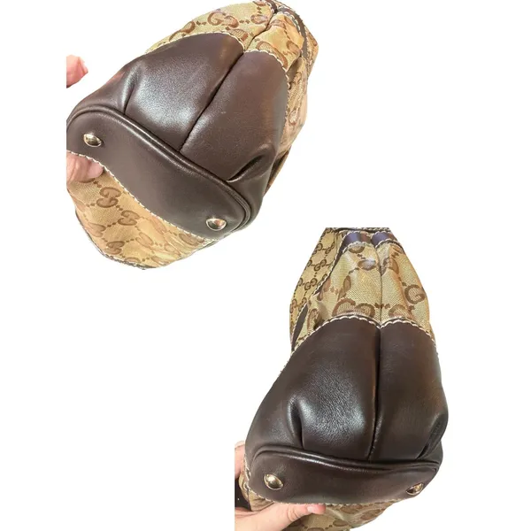 Gucci GG Crystal Mix Hobo Bag Brown Monogram Coated Canvas Leather Shoulder - Image 9