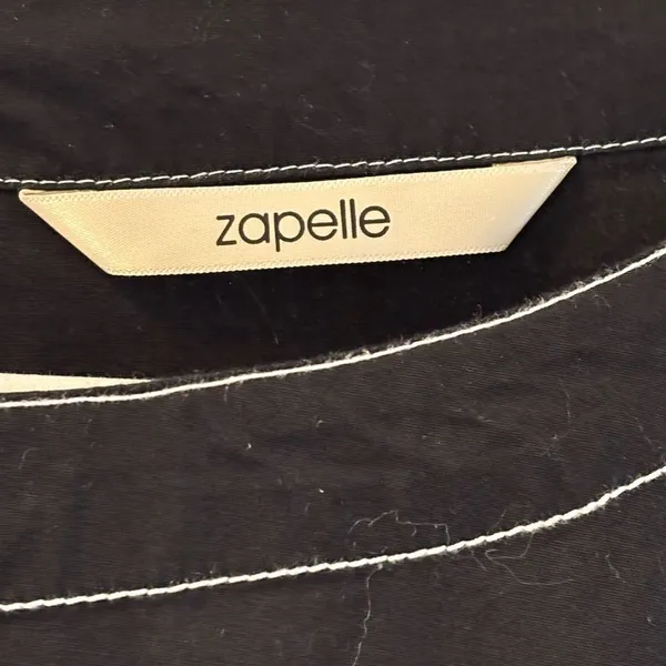 Zapelle Black Midi Dress with White Stitching Black Size M - Image 2