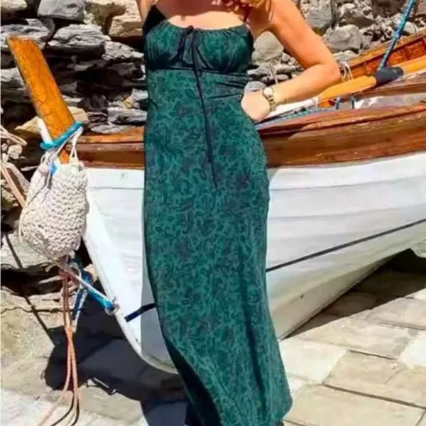 NWT Green & Black Floral Dress - Image 3