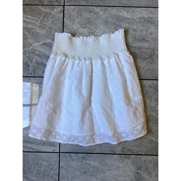 Rails Addison White Embroidered Daisies Smocked Mini Skirt XS Eyelet Cotton - Image 5