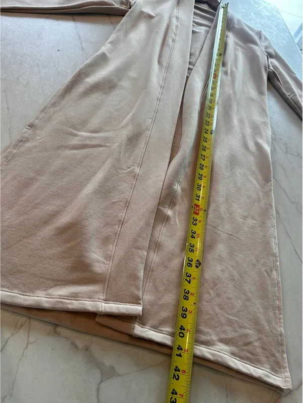 Beyond Yoga High Slits Fleece Long Duster Cardigan Sweater Beige Women’s XS - Image 11