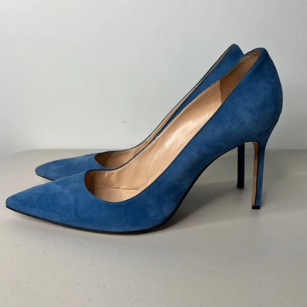 Manolo Blahnik BB Blue Suede Pumps Size 42 - Image 3
