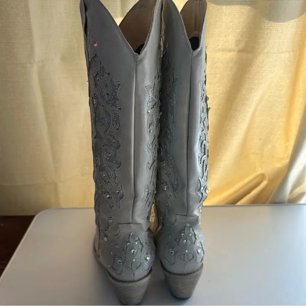 Corral Boots Women’s Size 37 6.5 Champagne Glitter Rhinestone Western Boots - Image 3