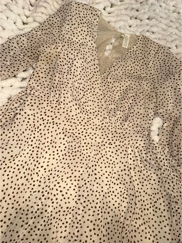 Japna Brown short polka dot ruffle dress - Image 2
