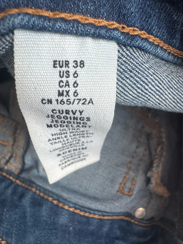 H&M Dark Blue Straight Leg Distressed Jeans - Image 5