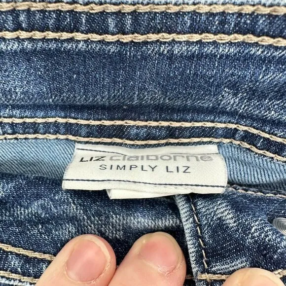 Denim Jean Skirt‎ Retro Y2K Style Button Front Midi Length Liz Claiborne Size 12 - Image 7