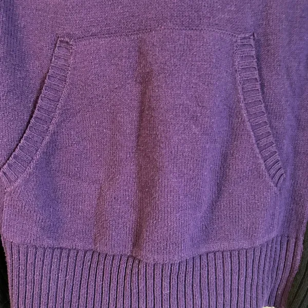 Lauren Ralph Lauren Women 1X Knit Hoodie Purple Black Kangaroo Pocket Boho - Image 9