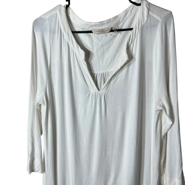 Soft Surroundings White‎ Tunic Top 3/4 Sleeve Pockets Casual - Image 2