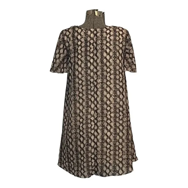 Show Me Your Mumu Shift Dress‎ Womens Medium Brown Snakeskin V-Neck Boho Animal - Image 5