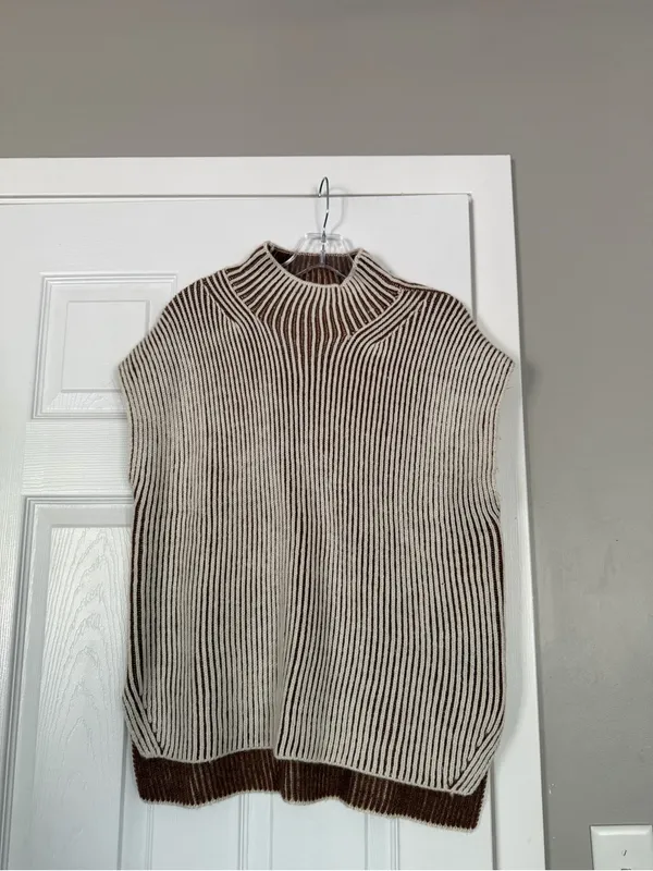 Varley Beige Ribbed Sweater Vest Top - Image 4
