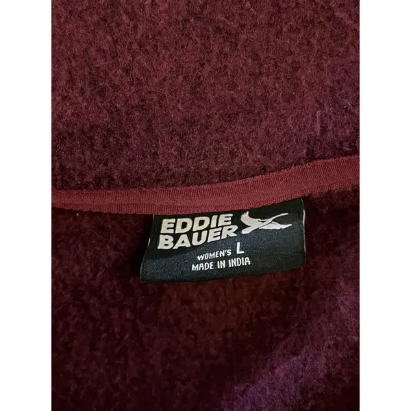 Eddie Bauer Jacket Womens Large Purple Fleece Full Zip Stand Collar Pockets - Image 6