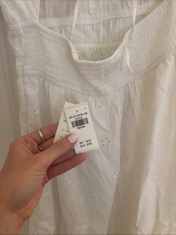 Women’s White Eyelet Sundress - Classic Puff Sleeve - Image 3