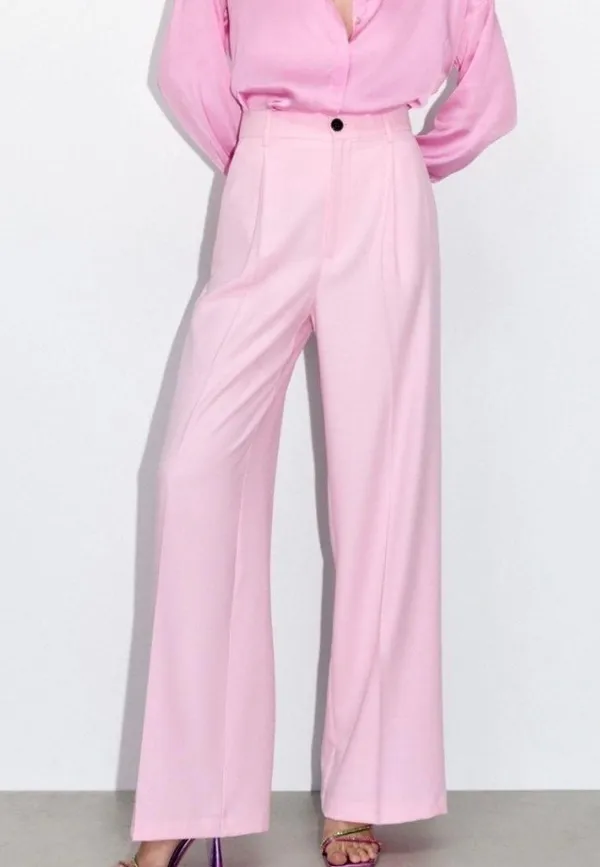 ZARA NWT Pink High-waisted WIDE LEG MENSWEAR STYLE PANTS. - Image 7